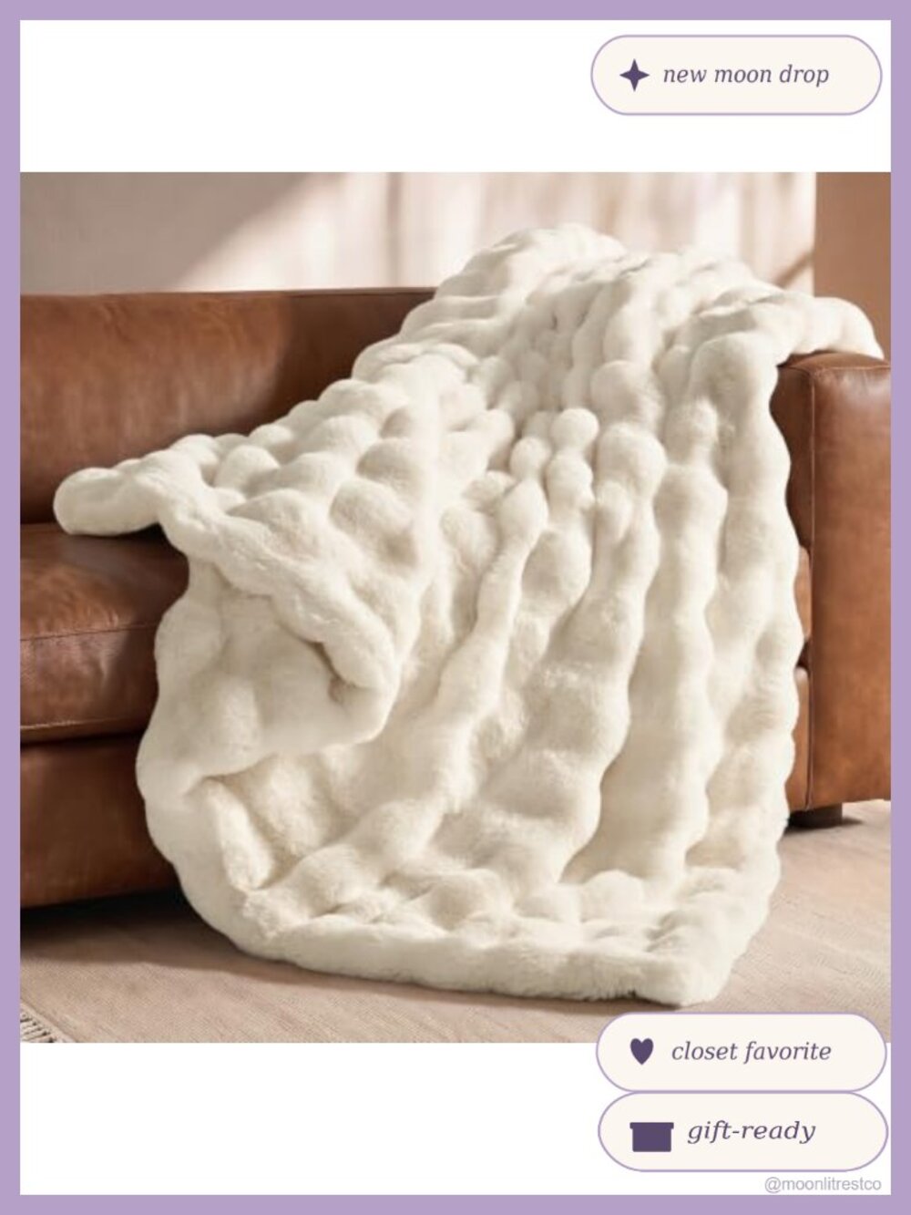 Double-Sided Faux Fur Throw Blanket 60x80 Plush Bed Blanket
